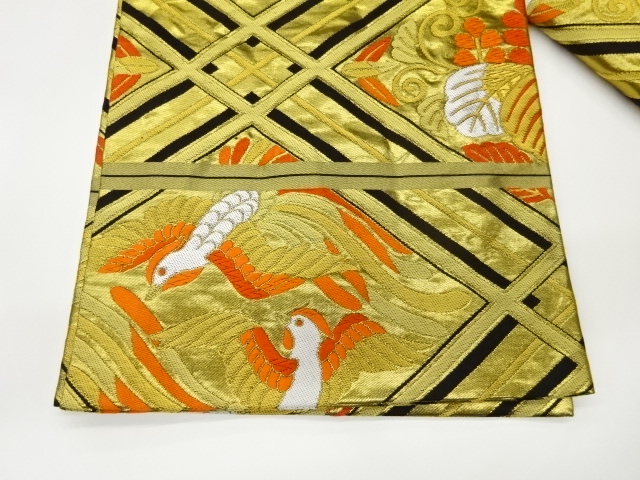  襷に鳳凰・桐模様織出し丸帯